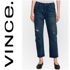 Vince Union Slouch Selvedge Distressed Straight Leg 
Jeans